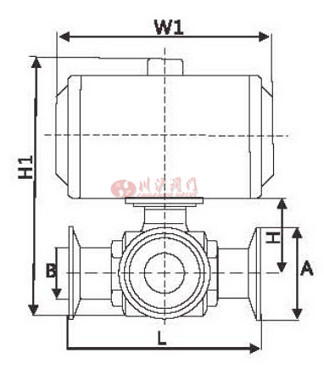 氣動三通衛(wèi)生級球閥結構圖